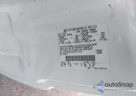 2004 Ford Ranger Edge/Xl/Xlt z USA, uszkodzony, nr VIN 1FTYR10UX4TA15742